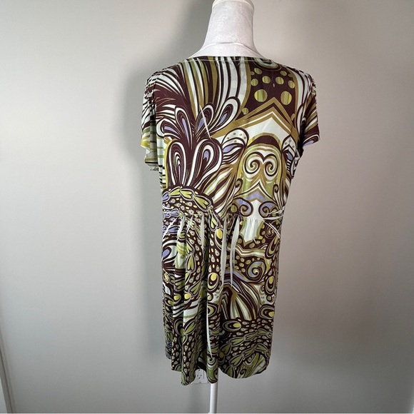 Y2K One World Women’s XL baby doll Patterned short Sleeve Tunic top Layering 90 - Picture 4 of 9